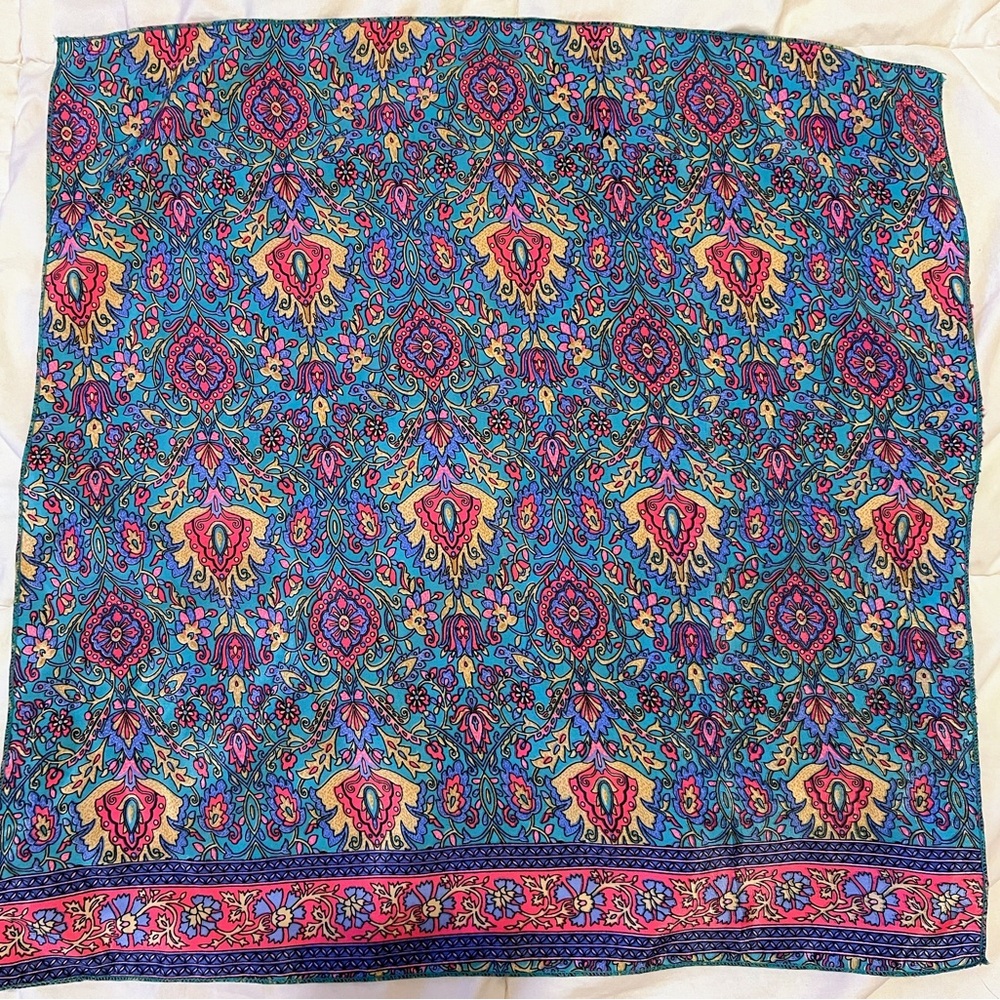 Silky Aquamarine & Pink Bandana